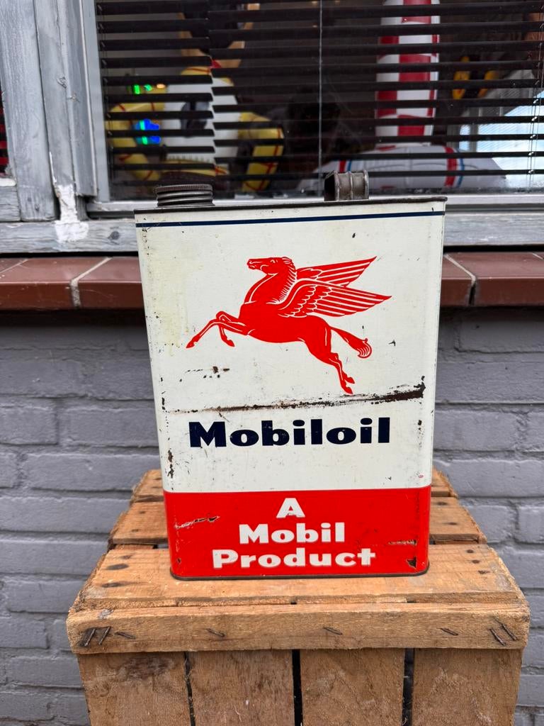 Grand bidon d'huile Mobiloil de 5 litres, Enlèvement ou Envoi, Utilisé, Emballage