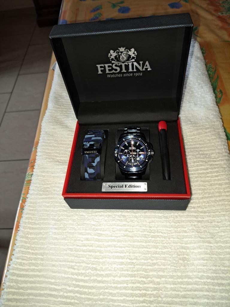Montre FESTINA, Handtassen en Accessoires, Horloges | Heren, Zo goed als nieuw, Polshorloge, Overige merken, Staal, Staal, Ophalen of Verzenden