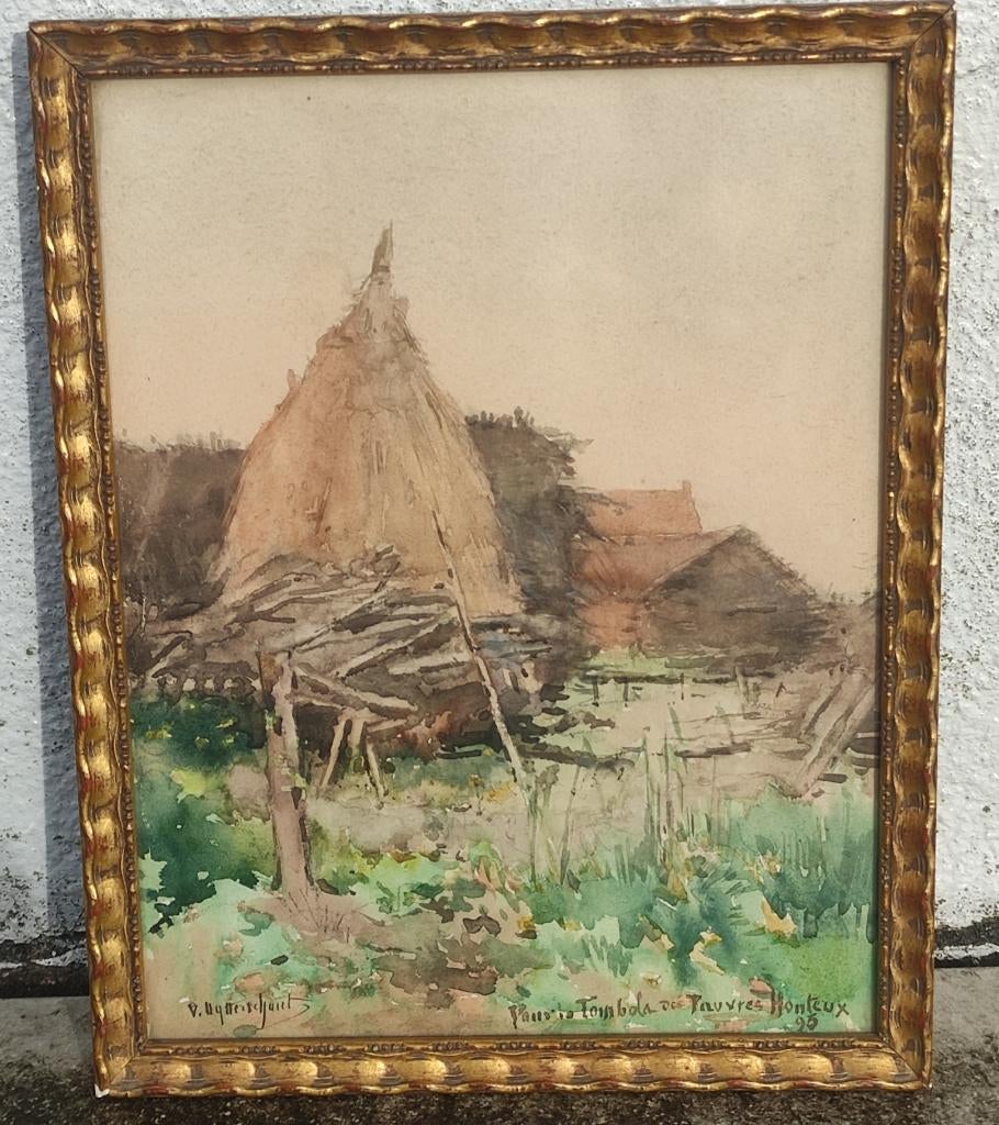 Aquarelle signe Victor uytterschaut, Enlèvement ou Envoi