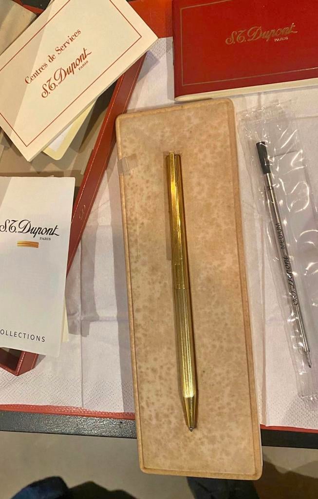 Stylo à bille Dupont en métal doré, Collections, Enlèvement ou Envoi, Utilisé, Stylo à bille