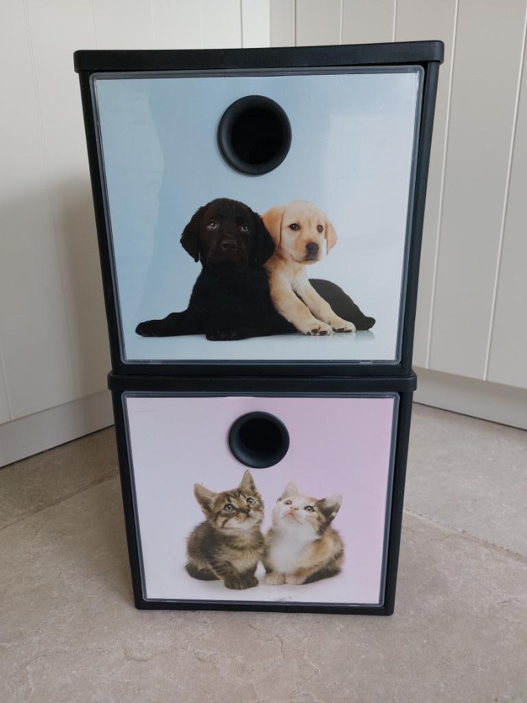Stapelbare opbergdozen kittens & puppy's opbergbox, Ophalen of Verzenden, Zo goed als nieuw, Overige typen