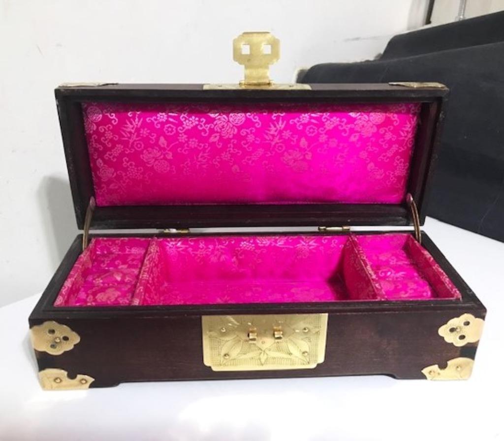 Antiek Juwelen Kist China messing Palissander✨😍💑🎁👌, Ophalen of Verzenden