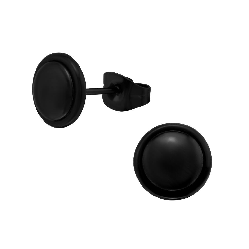 Boucles d'oreilles rondes en acier inoxydable noir, Bijoux, Sacs & Beauté, Boucles d'oreilles, Enlèvement ou Envoi, Autres matériaux