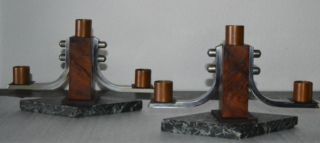 Art Deco kandelaars op marmer voet, Antiek en Kunst, Ophalen of Verzenden