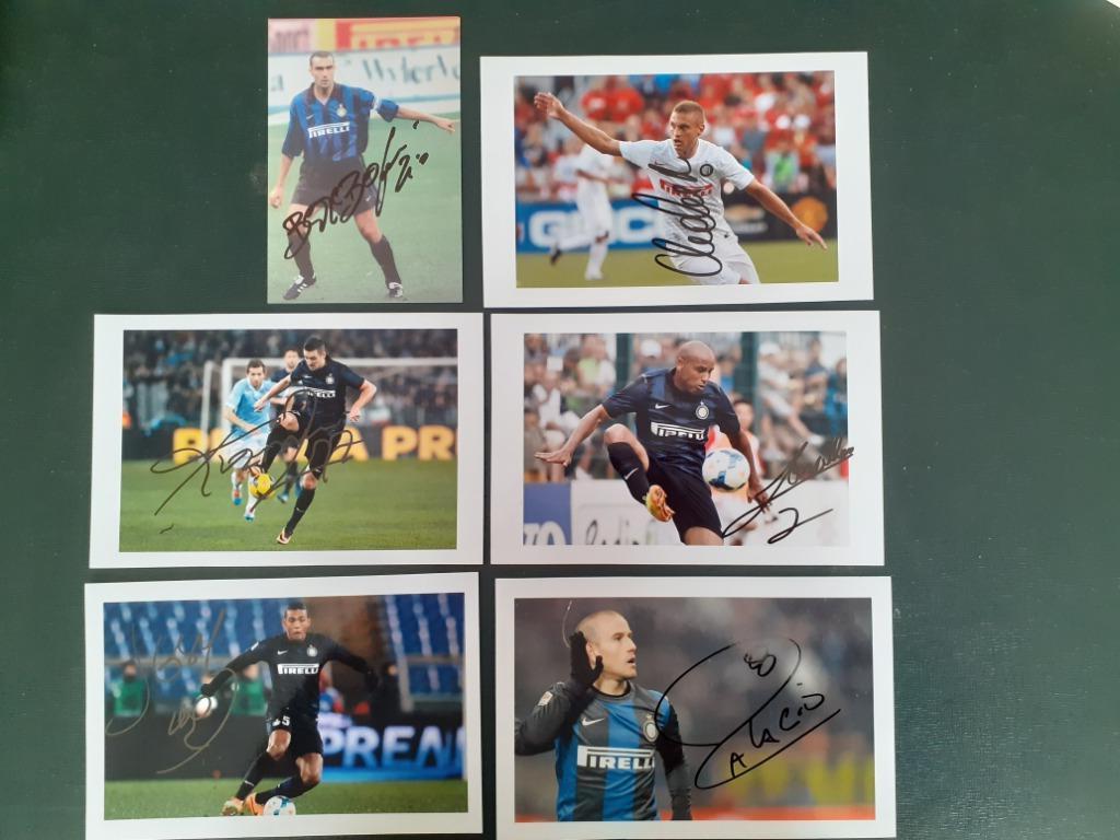 6 getekende foto's van Inter Milan, Ophalen of Verzenden, Zo goed als nieuw, Spelerskaart