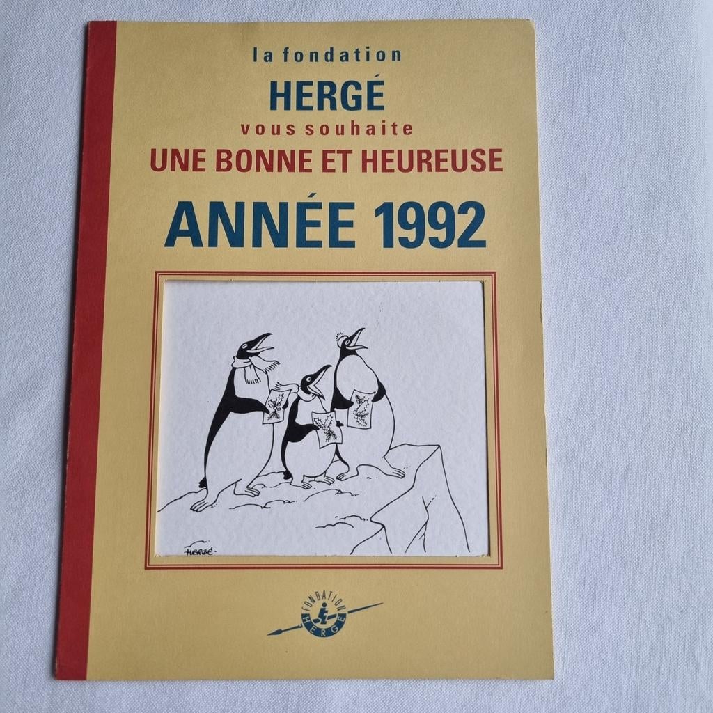 Tintin - C Vœux - Ex Antarctique - 1992 - Signées, Enlèvement ou Envoi, Comme neuf