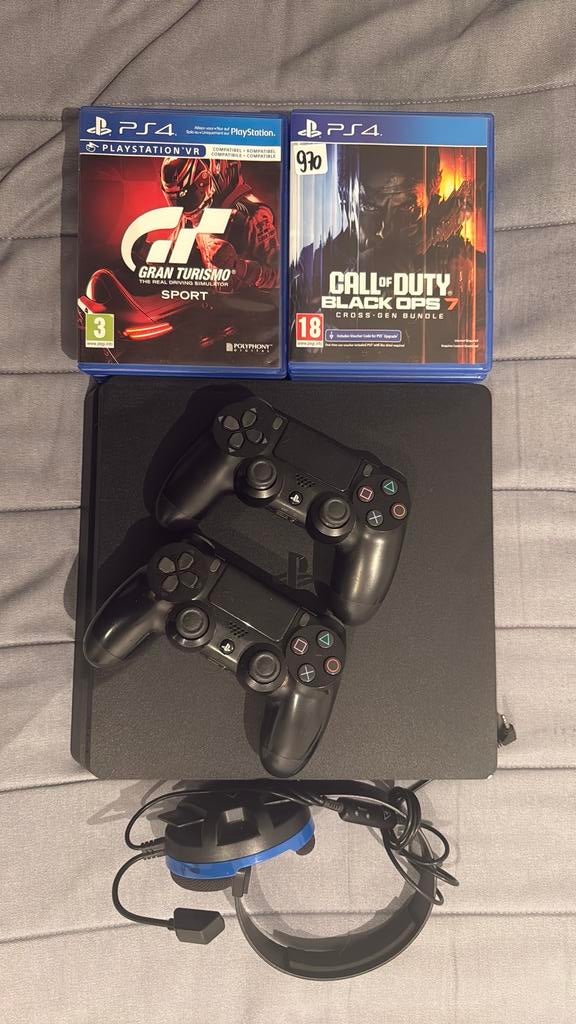 PlayStation 4 set – 2 controllers + 8 games, 500 GB, Comme neuf, Enlèvement, Avec jeux