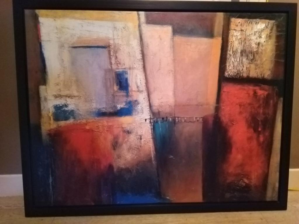 Modern schilderij canvas textuur Ikea HALLARYD, Comme neuf, Enlèvement, Peinture, 75 cm ou plus