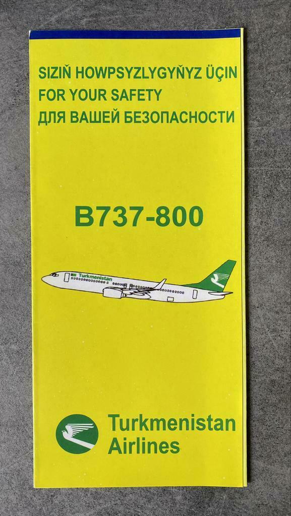 Safety cards - Turkmenistan Airlines B737-800/B757-200, Verzamelen, Ophalen of Verzenden, Zo goed als nieuw, Overige typen