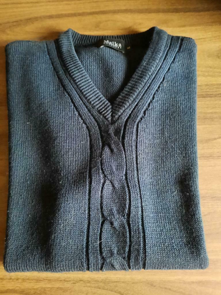 Donkerblauwe pull zonder mouwen, heren, Melka, XL, Ophalen of Verzenden, Zo goed als nieuw, Maat 56/58 (XL), Blauw