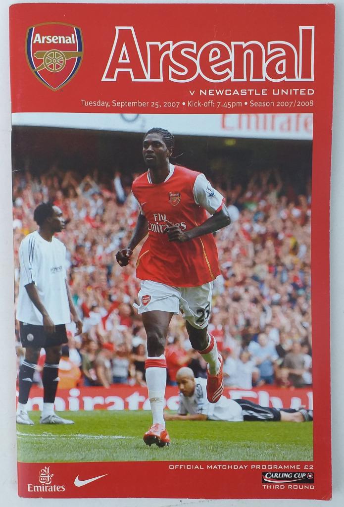 Arsenal vs Newcastle Official Matchday Programme 09 25 2007, Verzamelen, Ophalen of Verzenden, Zo goed als nieuw, Overige typen