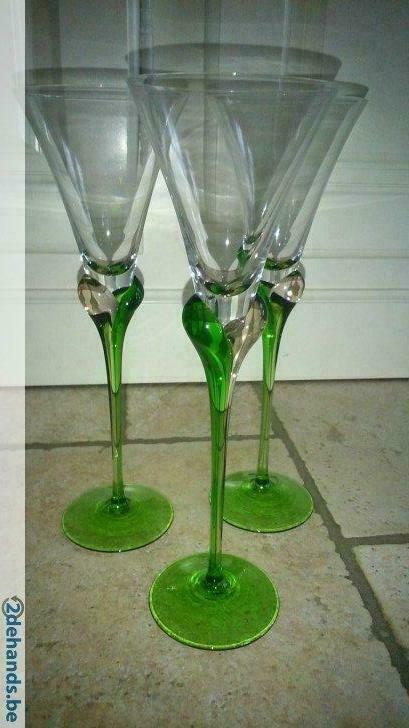 14 Prachtige glazen uit Praag (met prachtige voet), Enlèvement, Neuf, Verre ou Verres