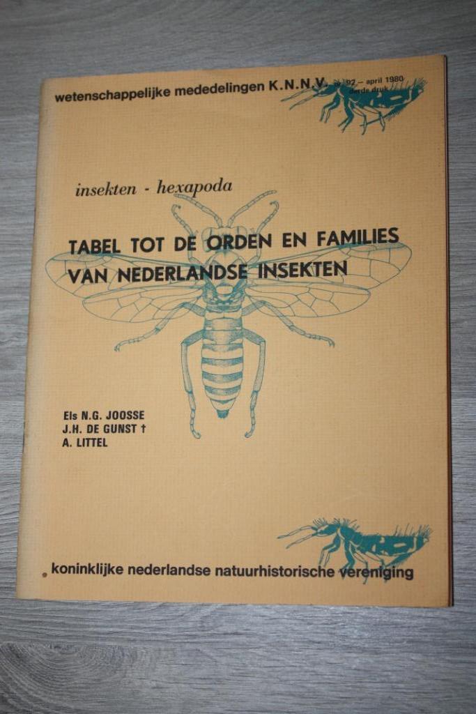 Tabel tot de Orden en Families van Nederlandse Insekten1980, Livres, Nature, Enlèvement ou Envoi, Els N.G. Joosse, Comme neuf