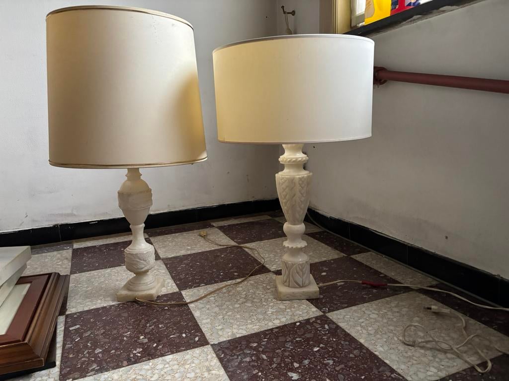 2 marmeren lamphouders met kap, Ophalen, Zo goed als nieuw, Overige materialen