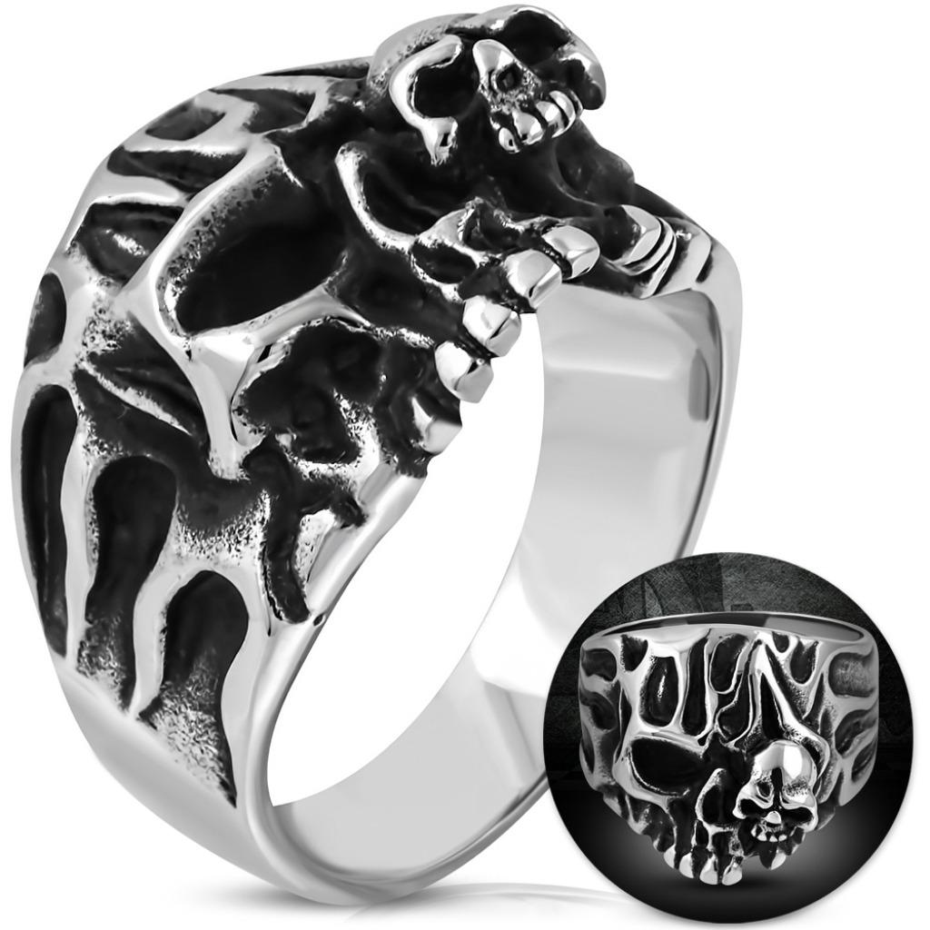 Bague biker tête de mort cool en acier inoxydable, Bijoux, Sacs & Beauté, Bagues, Neuf, Femme ou Homme, Fer ou Acier, Enlèvement ou Envoi