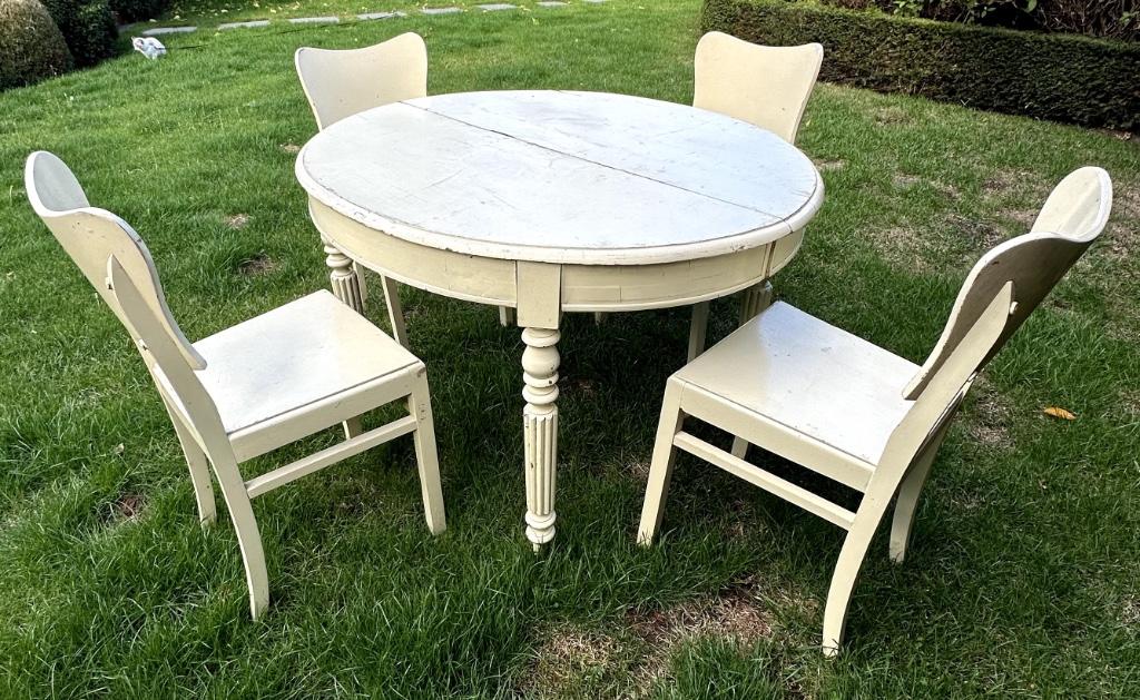 Mooi tafeltje met stevige stoeltjes, Huis en Inrichting, Ophalen, Gebruikt, 100 tot 150 cm, 50 tot 100 cm