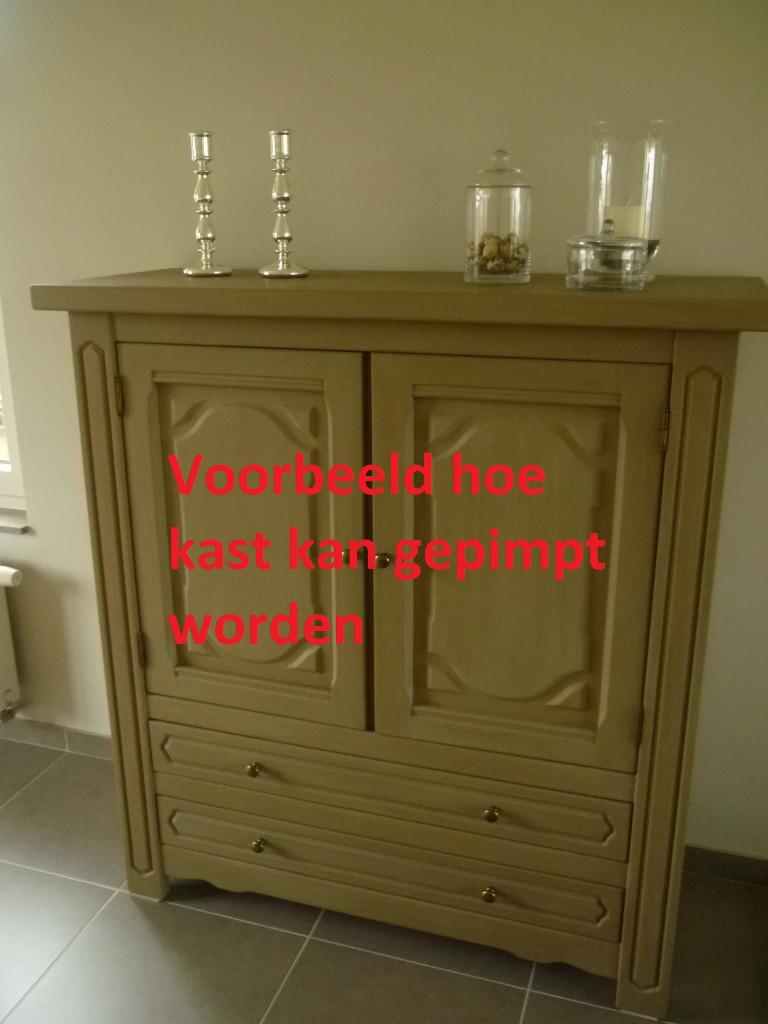Zeer stevige eiken kast die trendy gepimpt kan worden, Enlèvement, Comme neuf, Chêne, Avec tablette(s)