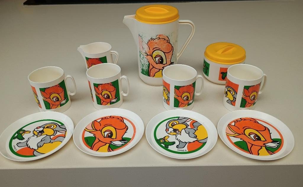Vintage Disney plastic speelgoed theeservies. Made in France, Ophalen