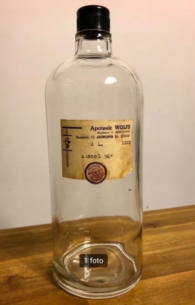 Antieken vintage apotheek fles (apotheek Wolfs Antwerpen), Enlèvement ou Envoi