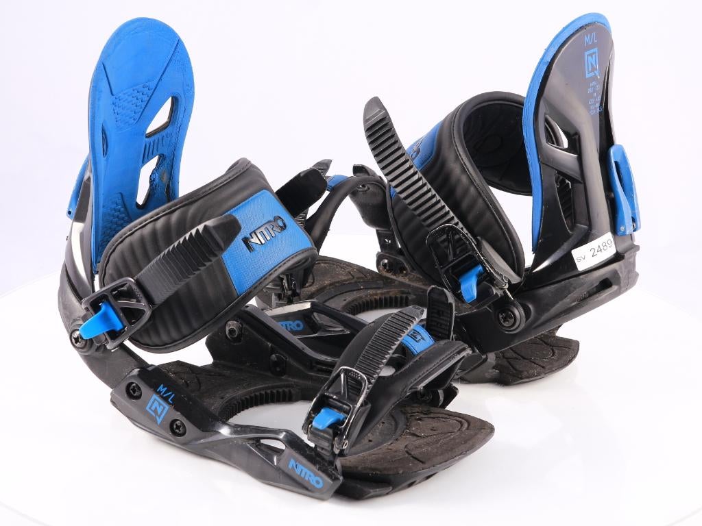 Fixations de snowboard M L NITRO FREESTYLE CUSTOM noir/bleu, Enlèvement ou Envoi, Utilisé, Fixations