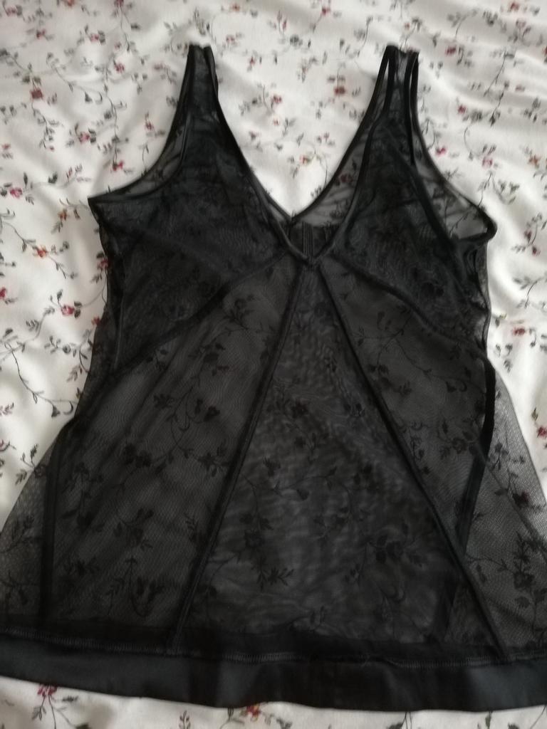 Transparante zwarte lingerietop fijn en luxe tule T 36 lus, Kleding | Dames, Ophalen of Verzenden, Zwart