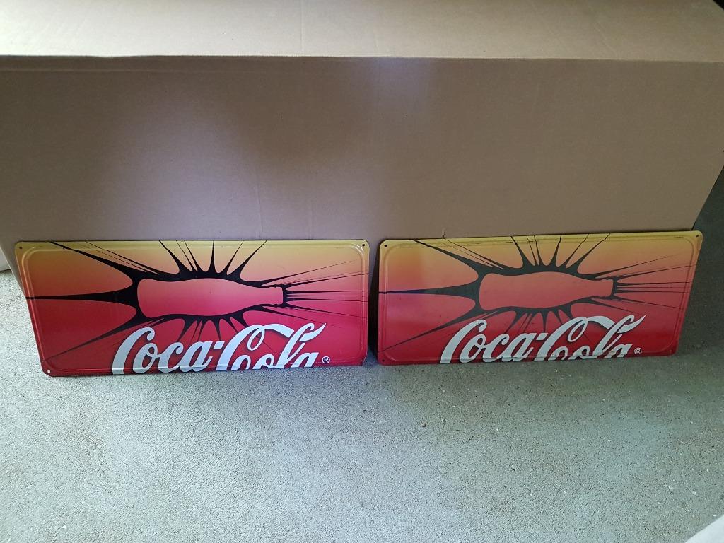 Reclamebord Coca Cola 2stuks metaal, Enlèvement, Utilisé, Panneau publicitaire