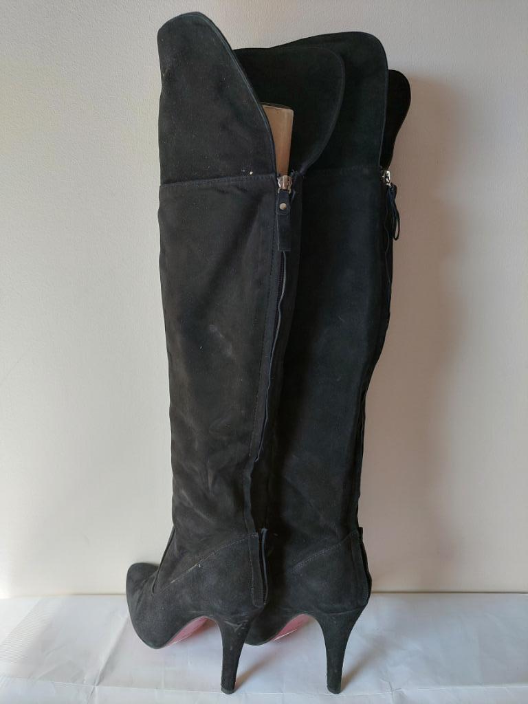 949B* C. DOUX - sexy hoge zwarte leren laarzen (39), Hoge laarzen, Verzenden, Gedragen, C. DOUX