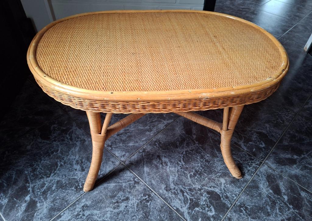 Rieten salontafel,  ovalen tafeltje, 50 à 100 cm, Enlèvement, Utilisé, 50 à 100 cm