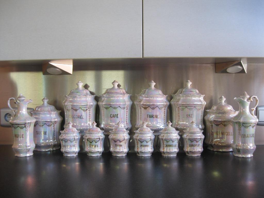 Ensemble de pots de rangement en porcelaine irisée, Enlèvement