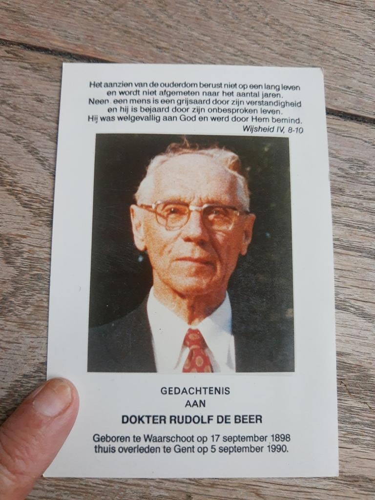 Bp dokter De Beer, Waarschoot 1898 - Gent1990, Ophalen of Verzenden