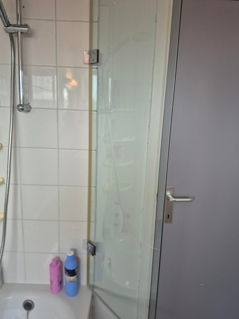 Paroi de douche en verre trempé 150x50c  sur charnières., Enlèvement, Inox, Douche