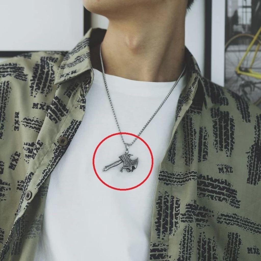 Pendentif collier hache tête de mort en acier inoxydable, Enlèvement ou Envoi, Neuf
