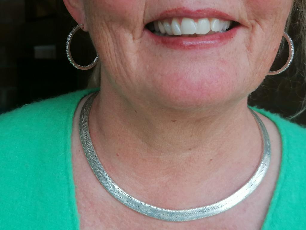 Collier plat en argent massif_nouveau prix, Enlèvement ou Envoi, Comme neuf, Argent, Argent