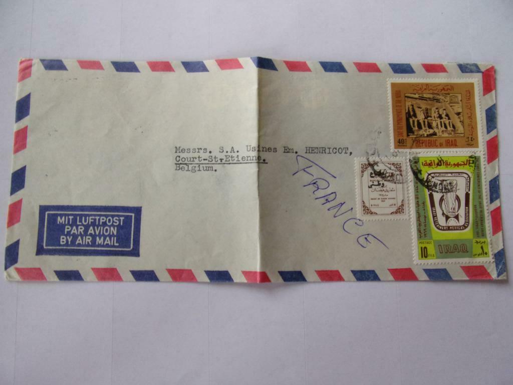 Envelop met poststempel BAGHDAD IRAQ 1970, Postzegels en Munten, Postzegels | Europa | België, Met envelop, Ophalen of Verzenden