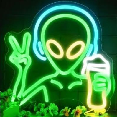 LED lamp neon stijl DJ Alien (30x30cm)