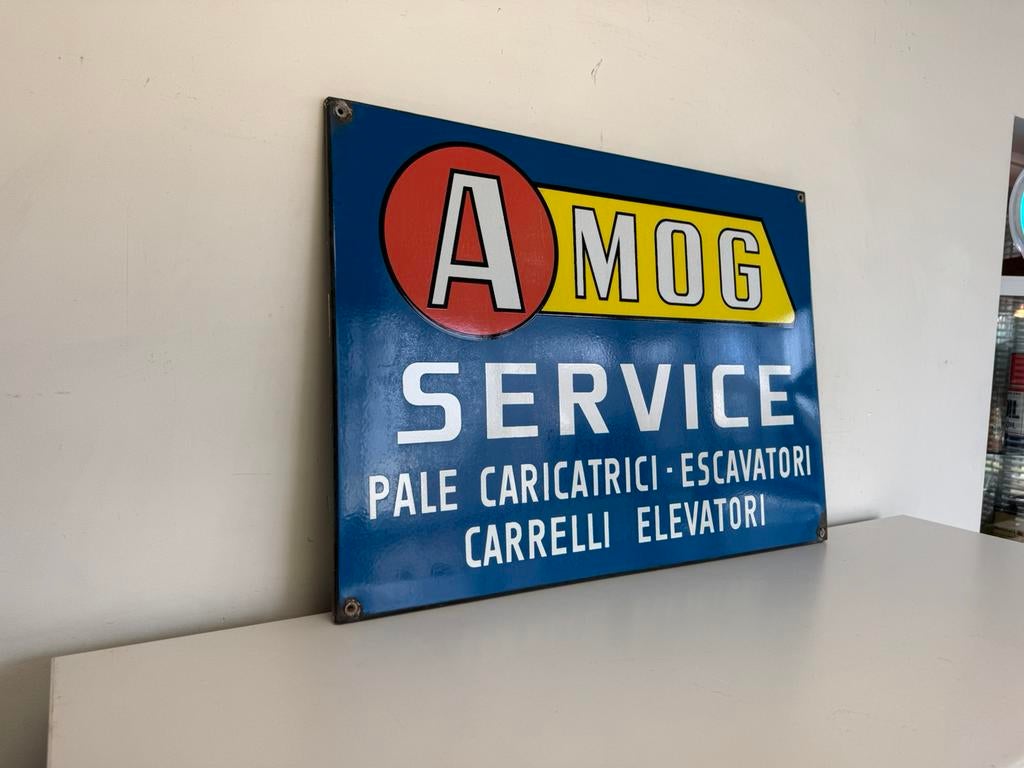Panneau d'affichage émaillé AMOG Service, Enlèvement ou Envoi, Utilisé, Panneau publicitaire