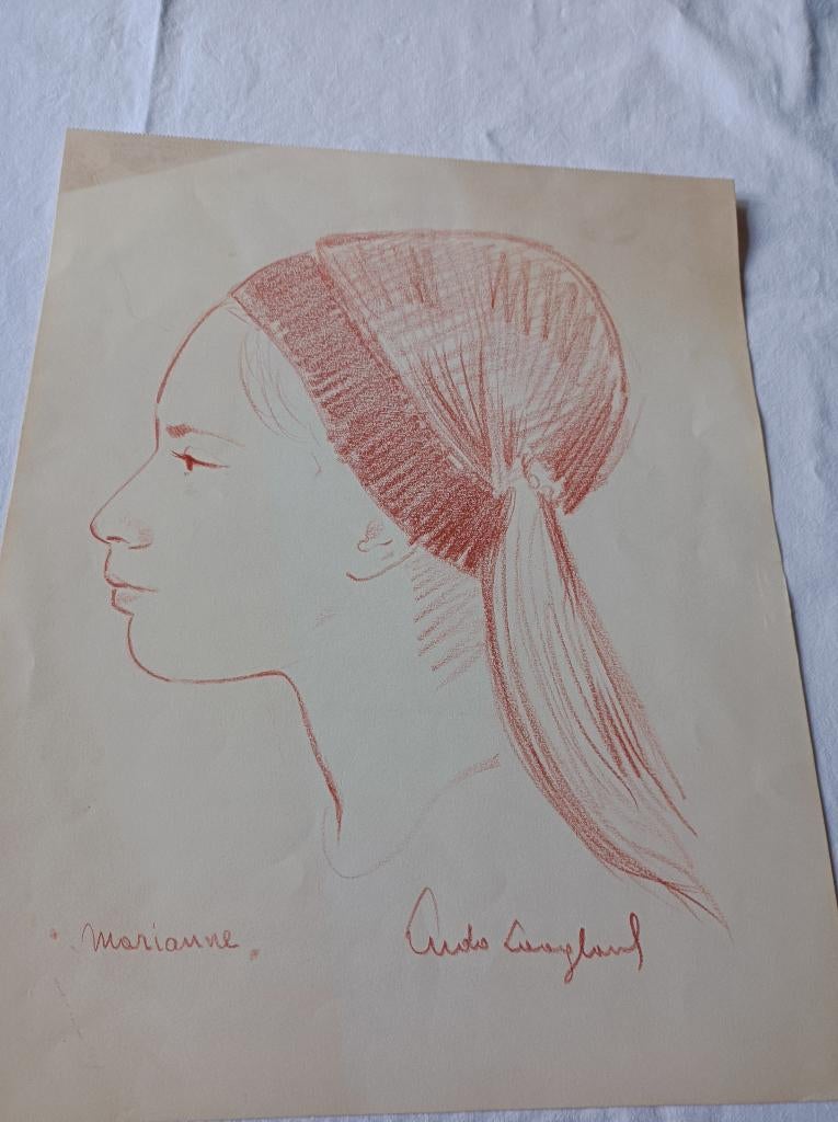 Ludo Laagland tekening jong meisje, Ophalen of Verzenden