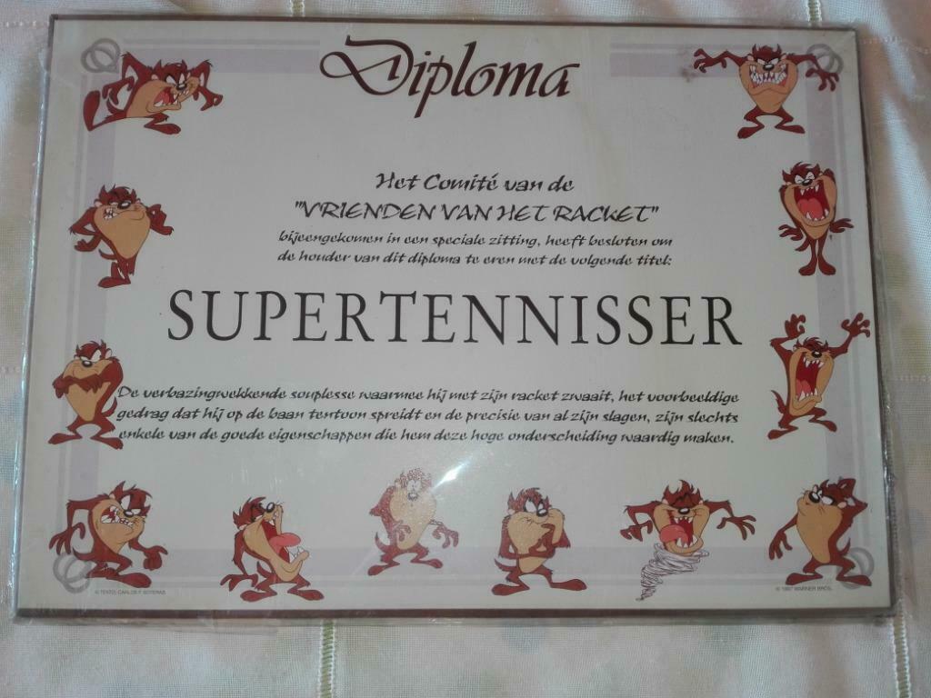 Diploma supertennisser / Perfecte versierster (Warner Bros), Verzamelen, Ophalen of Verzenden