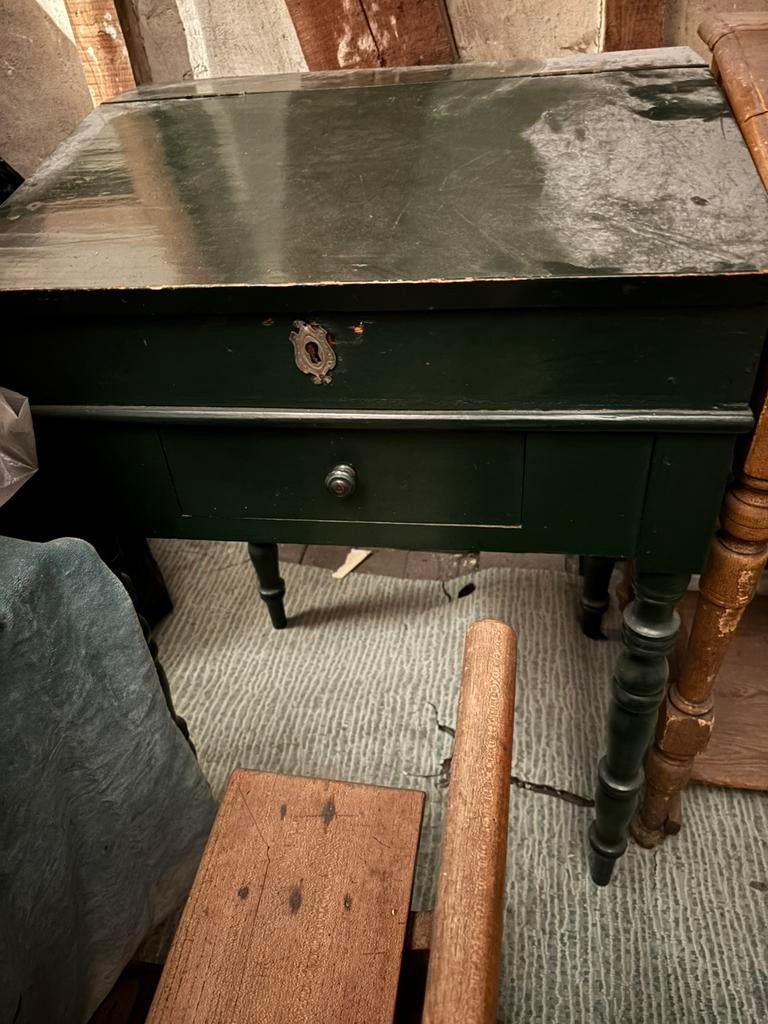 Groene bureau met 2 stoelen vintage, Enlèvement, Comme neuf