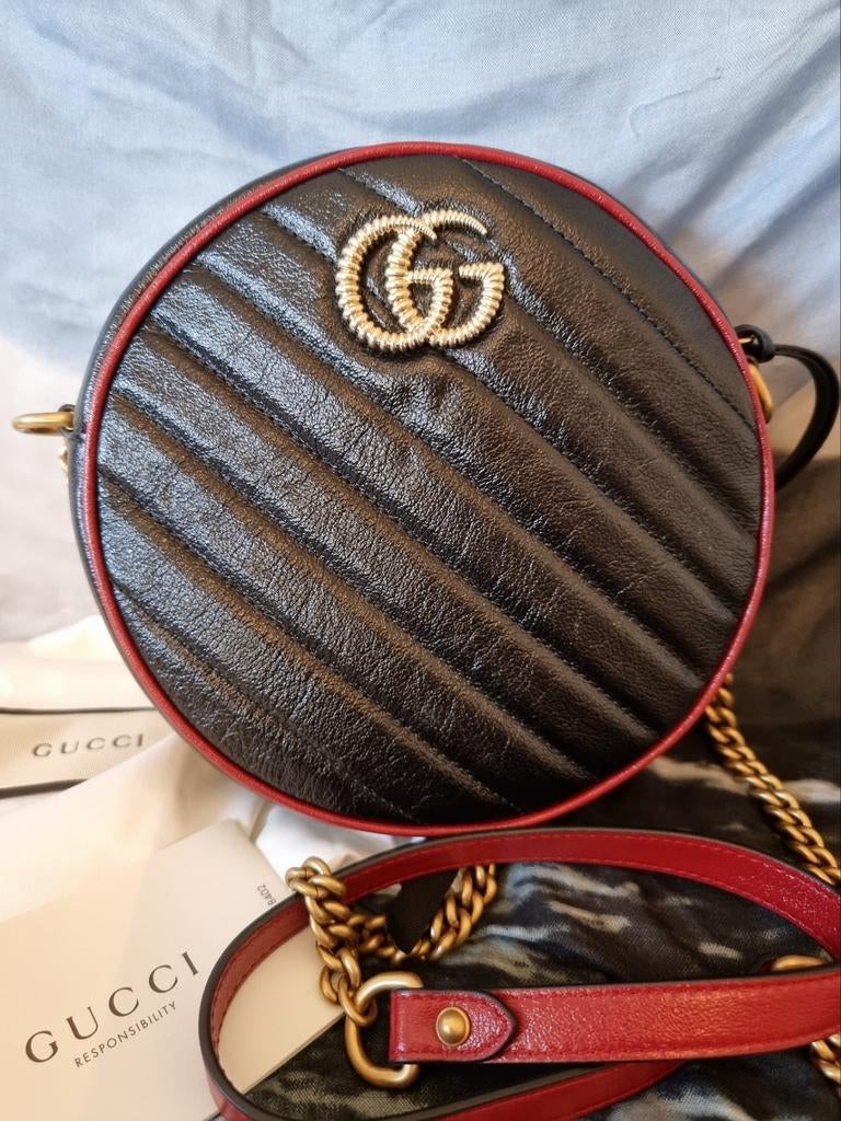 gucci GG marmont round leather crossbody bag, Ophalen, Zo goed als nieuw