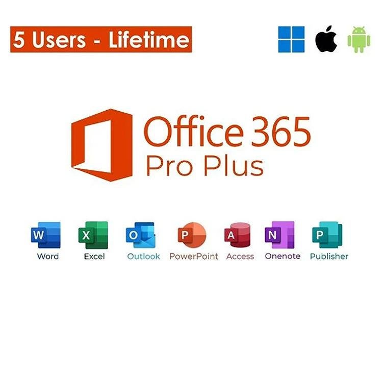 MS Office 365 Pro Plus (voor 5 pc's/Macs), Ophalen, Nieuw, Word, IOS
