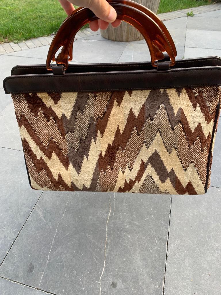 Vintage handtas, Handtassen en Accessoires, Tassen | Damestassen, Ophalen, Zo goed als nieuw, Bruin, Handtas