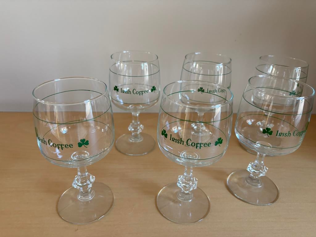 6 irish coffee glazen, Verzamelen, Glas en Drinkglazen, Ophalen of Verzenden