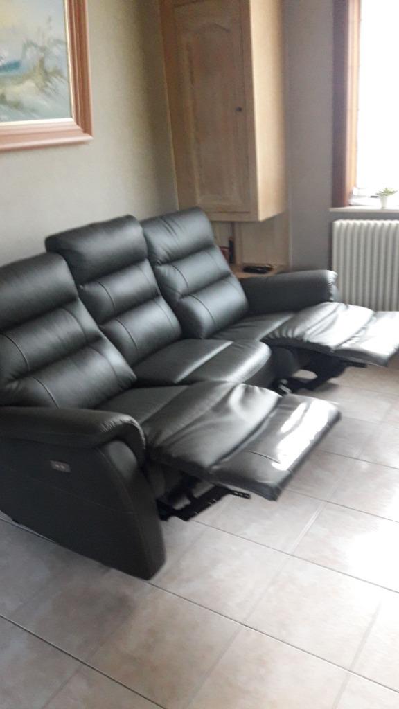 Lederen zetel met relax, Moins de 150 cm, Banc droit, Comme neuf, Enlèvement