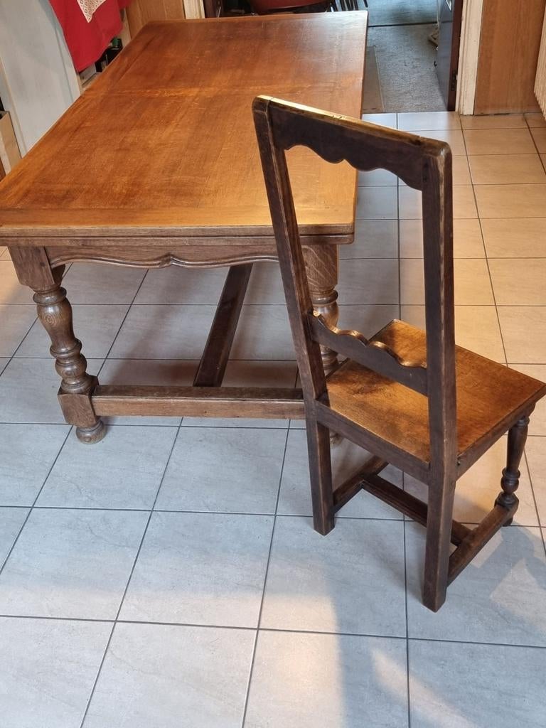 Table de ferme avec 6 chaises, Maison & Meubles, Tables | Tables à manger, 150 à 200 cm, Cinq personnes ou plus, Comme neuf, Enlèvement