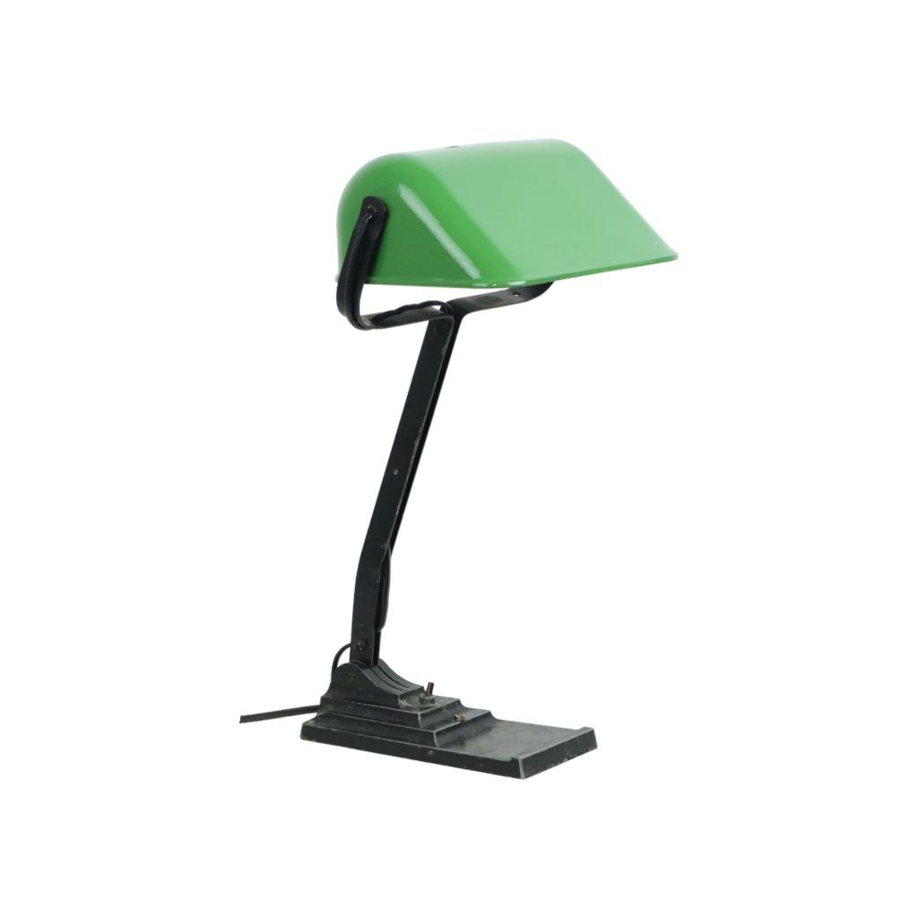 Art Deco Bureaulamp Notarislamp Erpe Model 52 Emaille Kap, Antiek en Kunst, Antiek | Verlichting, Ophalen of Verzenden
