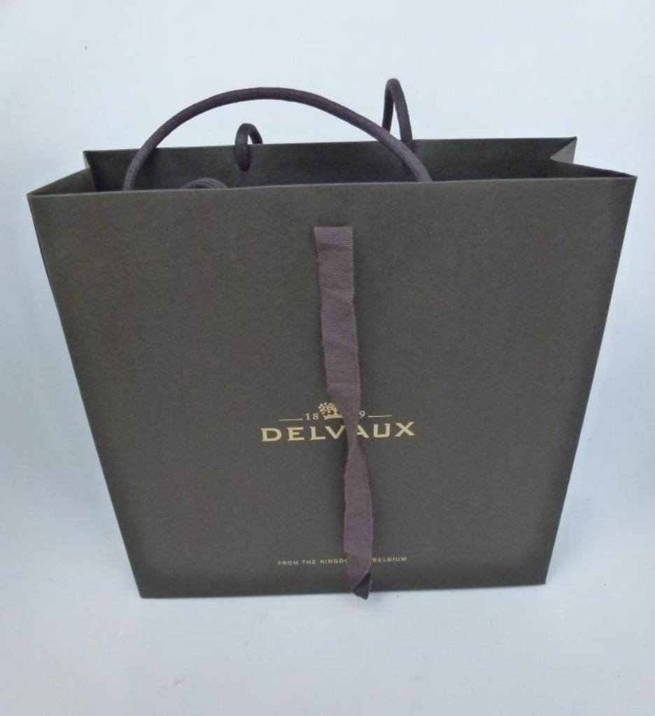 papieren draagtas Delvaux gouden opdruk  h 27 x b 27 x d 9 c, Verzamelen, Ophalen of Verzenden, Zo goed als nieuw, Verpakking