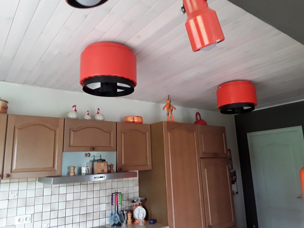2 lampes industrielle vintage orange ! Prix pour les deux, Antiquités & Art, Enlèvement