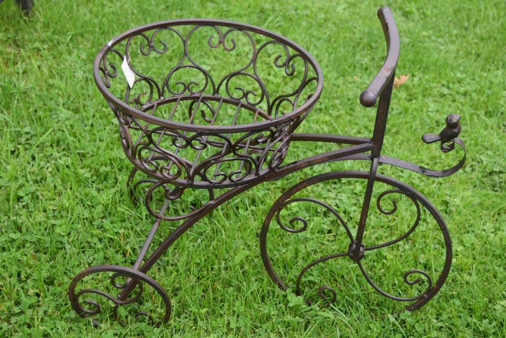Support plantes en fer forgé patiné(tricycle), Neuf, Enlèvement ou Envoi, Intérieur, 30 à 60 cm