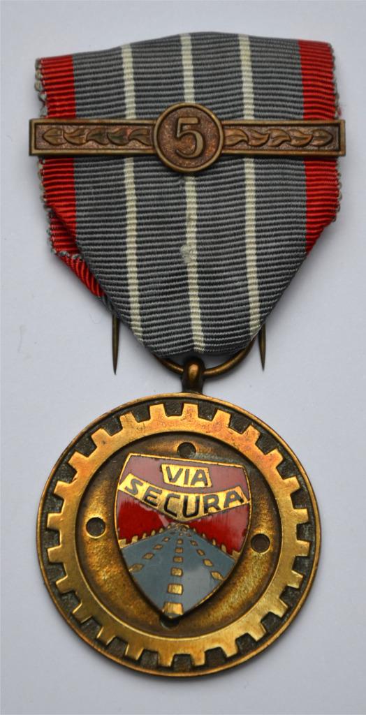 Medaille, Via Secura, 5 jaar dienst, met Bar, Zg, Ophalen of Verzenden, Overige soorten, Lintje, Medaille of Wings